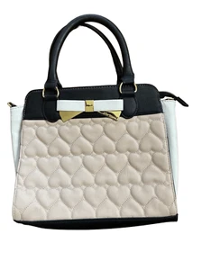 Betsey Johnson Mini Handtasche Umhängegurt fehlt Kunstleder Retro Herzen - Bild 1 von 12