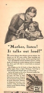 VINTAGE 1930 KELLOG'S RICE KRISPIES GETREIDEDRUCK ANZEIGE - Bild 1 von 1