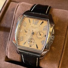 Bellagio Bel Tempo San Remo Steel Chronograph Watch Brown Leather Strap 12020-5
