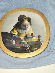 Rare Stunning  Antique Hand Painted "Lacemaker" Raynaud Limoges France Plate