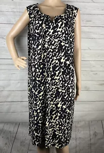 Dana Buchman Signature Kleid XL schwarz hellbraun Tierdruck ärmelloser Mantel Stil - Bild 1 von 12