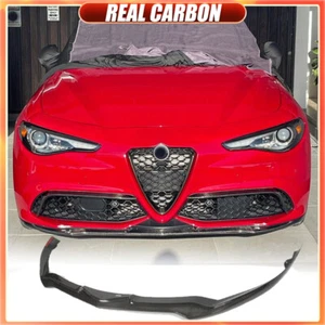 For Alfa Romeo Giulia Sport Sedan 2016-2024 Real Carbon Front Bumper Lip Spoiler - Picture 1 of 17