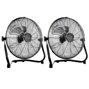 Twin 12 in. High Velocity All Metal Tilting 3 Speed Floor Fan Black - Picture 1 of 6