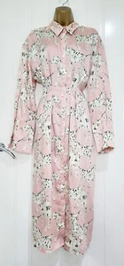 ZARA size 12 14 Large pink satin dalmation print long sleeve shirt dress VGC - Picture 1 of 7