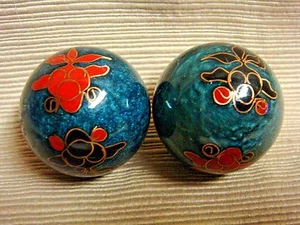PALLINE CARILLON CINESE CLOISONNE COLORATE - diametro 2 1/2" - Foto 1 di 6