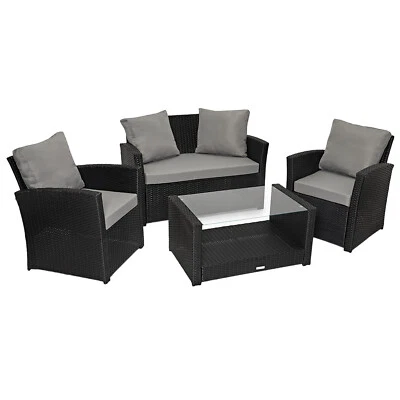 SVITA ROMA Polyrattan Lounge Rattan Garten Möbel Set Essgruppe Tisch Garnitur - Bild 1 von 4