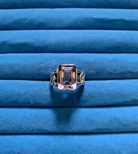 Bali Legacy AAA Rose De France Amethyst Solitaire Ring in SS - Size 9 (7.40 ctw) - Picture 1 of 6