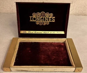 Vintage Longines Empty Hinged Presentation Box Velvet Lined 5 3/8” x 3” - Picture 1 of 11
