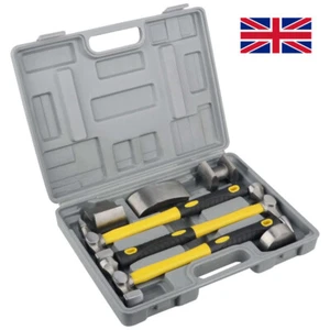 7PC-CAR DENT AUTO BODY PANEL REPAIR TOOL KIT HANDLES BEATING DOLLIE HAMMERS SET - Picture 1 of 8