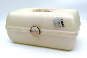 Kit de viaje vintage de nivel de almacenamiento espejo rosa perla caboodle bandejas de maquillaje joyería - Imagen 1 de 6