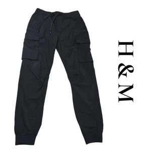 H&M Slim Fit Cargo Jogginghose Schwarz Damen Größe S Kordelzug Bund - Bild 1 von 7