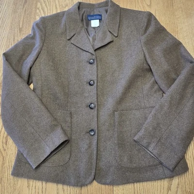 Blazer Vintage Herman Geist Lana Mezcla Poliéster Marrón Talla 8 Foto 1 de 4