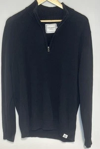 Long Wharf Supply Company Fisherman Sweater Men's Large Blue 1/4 Zip Pullover - Picture 1 of 10