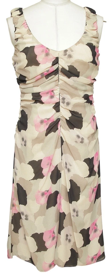 Vestido de seda GIORGIO ARMANI escote redondo sin mangas floral cremallera acanalada talla 40 Foto 1 de 4