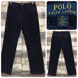 Polo Ralph Lauren Straight Corduroy Pants Youth Size 16 Navy Blue (Inseam 27) - Picture 1 of 11