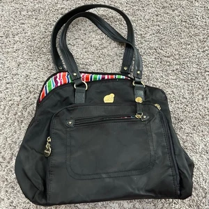 Tasche Mimosa schwarz Nylon mit bunt gestreiftem Innenleben - Bild 1 von 8