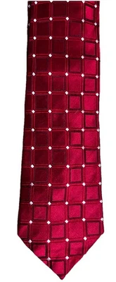 DONALD J TRUMP подпись коллекции галстук красный геометрический 100% шелк ручной работы патриот - Изображение 1 из 4