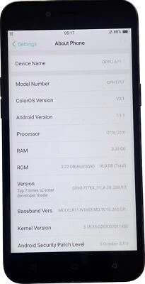 OPPO A71 Black Unlocked 16GB 5.2" 13MP 3GB RAM Android Touchscreen Smartphone - Image 1 of 4