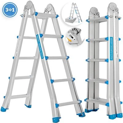 Masko®  Alu Teleskopleiter Multifunktionsleiter Klappleiter Anlegeleiter 5,10m - Bild 1 von 4