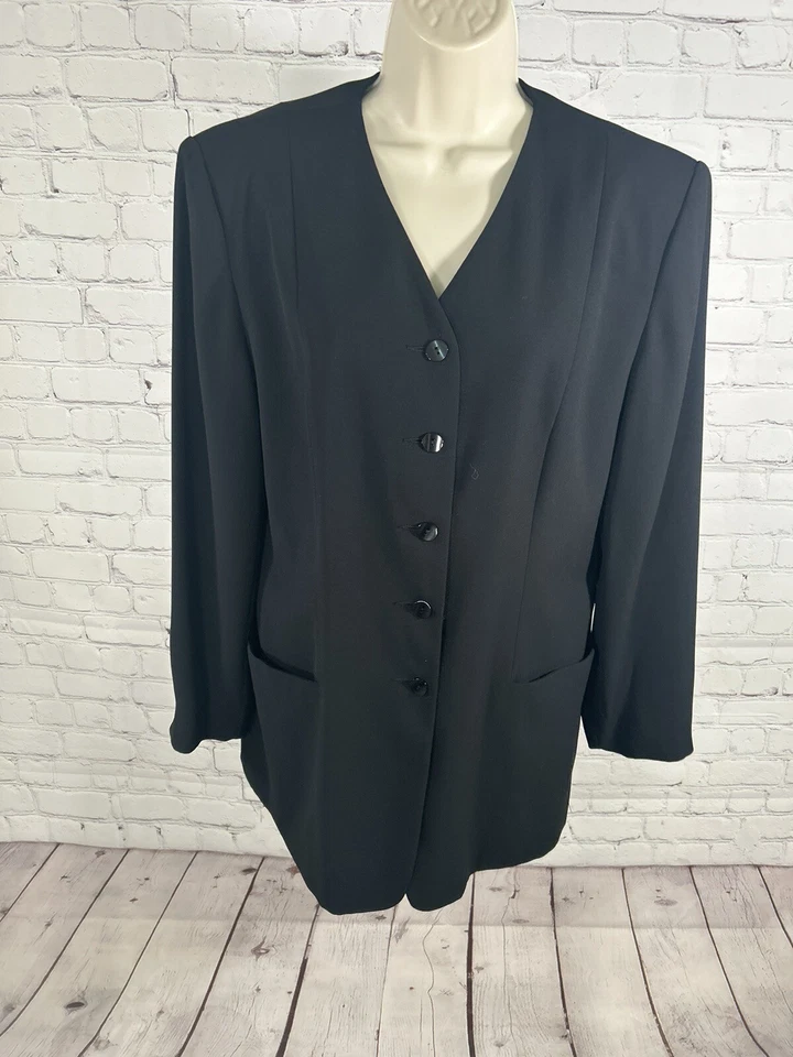 Pendleton Women's 5 Button Blazer Jacket Black 100% Polyester Suit Coat Size 12 - Image 1 of 4