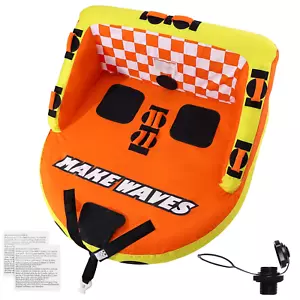 KFFKFF Inflatable Towable Tube for Boating 1-2 Rider with Deck Seats and Backres - Picture 1 of 12