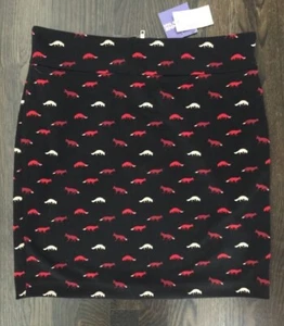 New VIVIENNE TAM Black/Red Fox Print Pencil Skirt 10 NWT Medium Woodland Critter - Picture 1 of 4