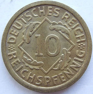 Coin German Reich Weimar Republic 10 Reichspfennig 1930 A Brillant uncirculated - Picture 1 of 2