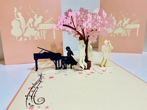Origami Pop Cards Orchestra Music Band 3D Pop Up Greeting Cards "Mother's Day" - Picture 1 of 12