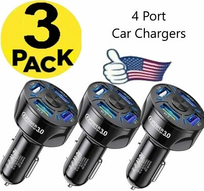 3 Cargador de Coche Carro Rapido 4 puertos USB Charger para telefono UNIVERSAL - Image 1 of 4