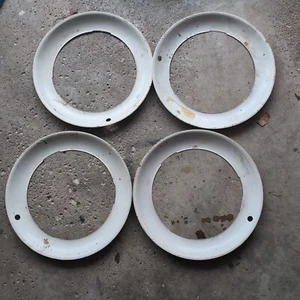 Set Of 4 Whitewall Metal Trim 15 Inch White Patina DeSoto Chrysler - Picture 1 of 10