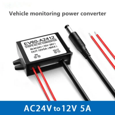 AC15-28V to DC12V 5A 60W vehicle monitoring power converter with DC plug - Image 1 of 4