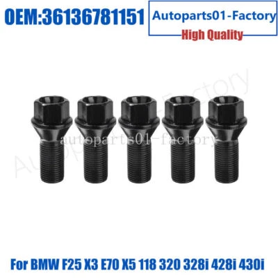 5Pcs 36136781151 Wheel Lug Bolts For BMW F25 X3 E70 X5 118 320 328i 428i 430i - Image 1 of 4