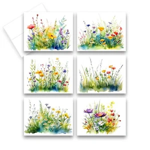 12 Assorted All Occasion Notecards Blank with Envelopes - WILDFLOWERS ( 2 of ea - Picture 1 of 9