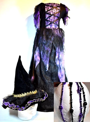 Brillante Vestido Negro y Púrpura BRUJA STARLIGHT NUEVO CON ETIQUETAS con Sombrero de Terciopelo + GRATIS Foto 1 de 4