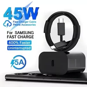 45W Super USB-C Fast Phone Charger USB-C Cable For Samsung S25 S24 S23 S22 Ultra - Picture 1 of 17