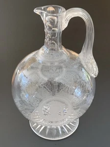 Antigua jarra de cristal grabado Claret 21,3 cm de alto numerada 87 - Imagen 1 de 11