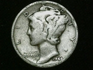 1944 S Mercury Dime 10c - 90% Silver US Dime FREE SHIPPING AND TRACKING - Bild 1 von 4