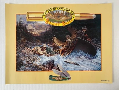 雷明顿子弹刀 10 周年海报 1992 年杜邦 18x24 英寸全新无标签 — 第 1/4 张图片