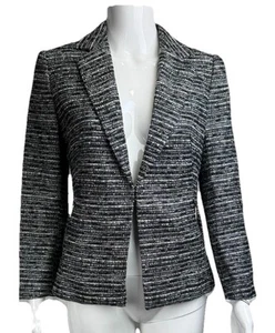 New Ivanka Trump NWT Vintage Black White Silver Tweed Blazer Jacket Textured 4 - Picture 1 of 9
