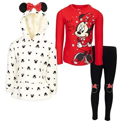  Camiseta Minnie Mouse pulôver com capuz de lã gráfica 10-12 preta/vermelha/branca - Imagem 1 de 4