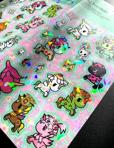 2 TOKIDOKI unicorn pegasus STICKER sheets ANIME Holographic prism prismatic holo - Picture 1 of 3