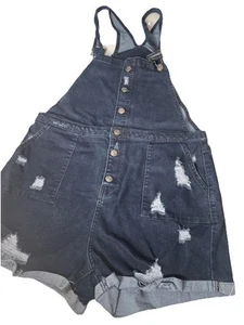 NOBO Overall Womens XL (15-17) Stretch Denim Shortalls Blue Medium Rise - Picture 1 of 7