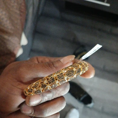 Brazalete Brazalete Jirafa Cristales Marrón y Blanco en Tono Dorado/Bronce Foto 1 de 4