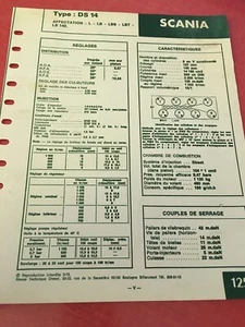 Scheda Tecnica Automobile Motore Scania DS14 L LB Lbs Lbt LS140 Edizione 1973 - Foto 1 di 2