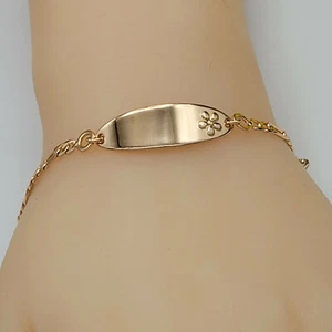 Hermoso brazalete de placa de identificación de eslabón enchapado en oro 18K para niñas o muñecas pequeñas - Imagen 1 de 6