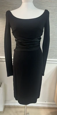 Vestido negro vintage Mr. Blackwell años 60 forrado crepé negro satinado faja Foto 1 de 4