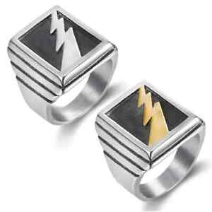 Personalized Fashion Stainless Steel Vintage Lightning Men's Rings Size 7-16