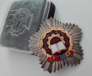 Rumänische Vintage Kommunist Sozialist Pin Emaille Kokarde Abzeichen 1973 Kommunismus Ära - Bild 1 von 9