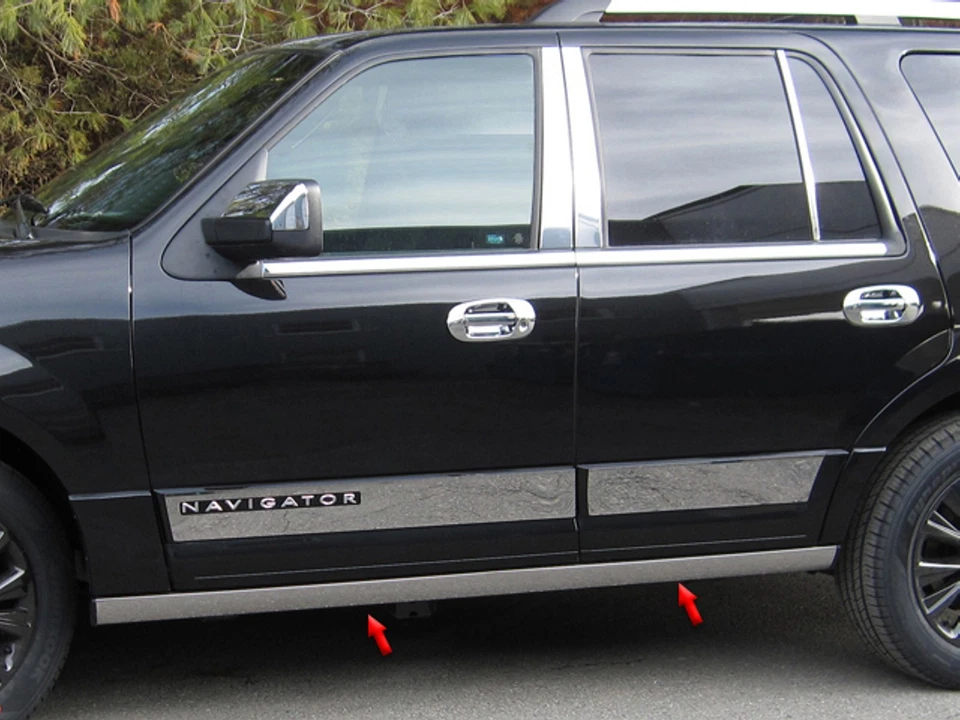 (FOR) 2015-2017 LINCOLN NAVIGATOR 4 Pc Stainless Rocker Panel Trim On the Rocker Foto 1 de 1