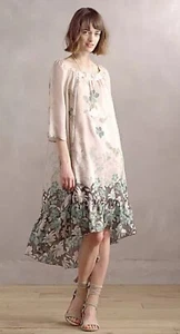 Preowned Anthropologie Vanessa Virginia Rainforest Silk Dress in Size L - Picture 1 of 15